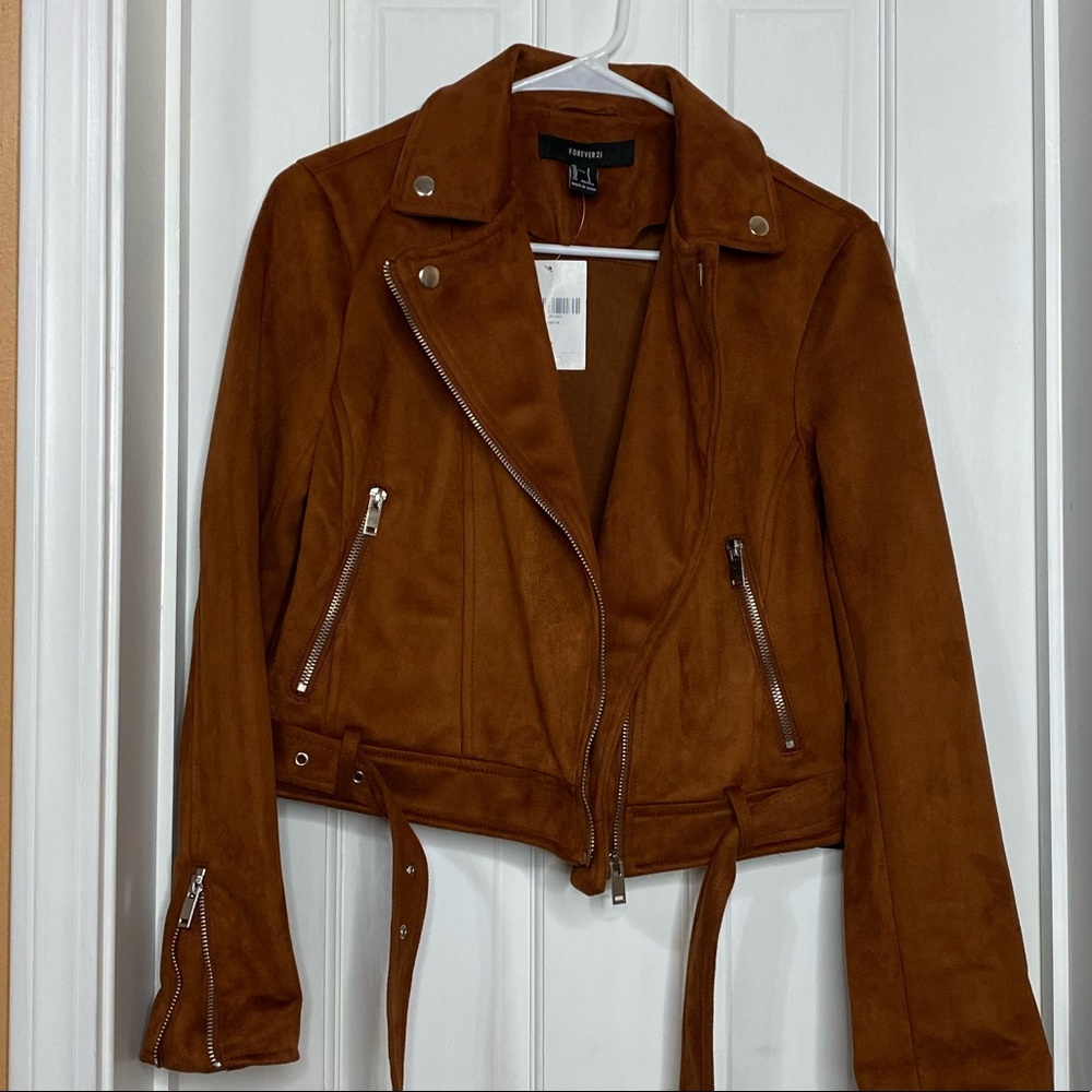 Faux suede moto jacket